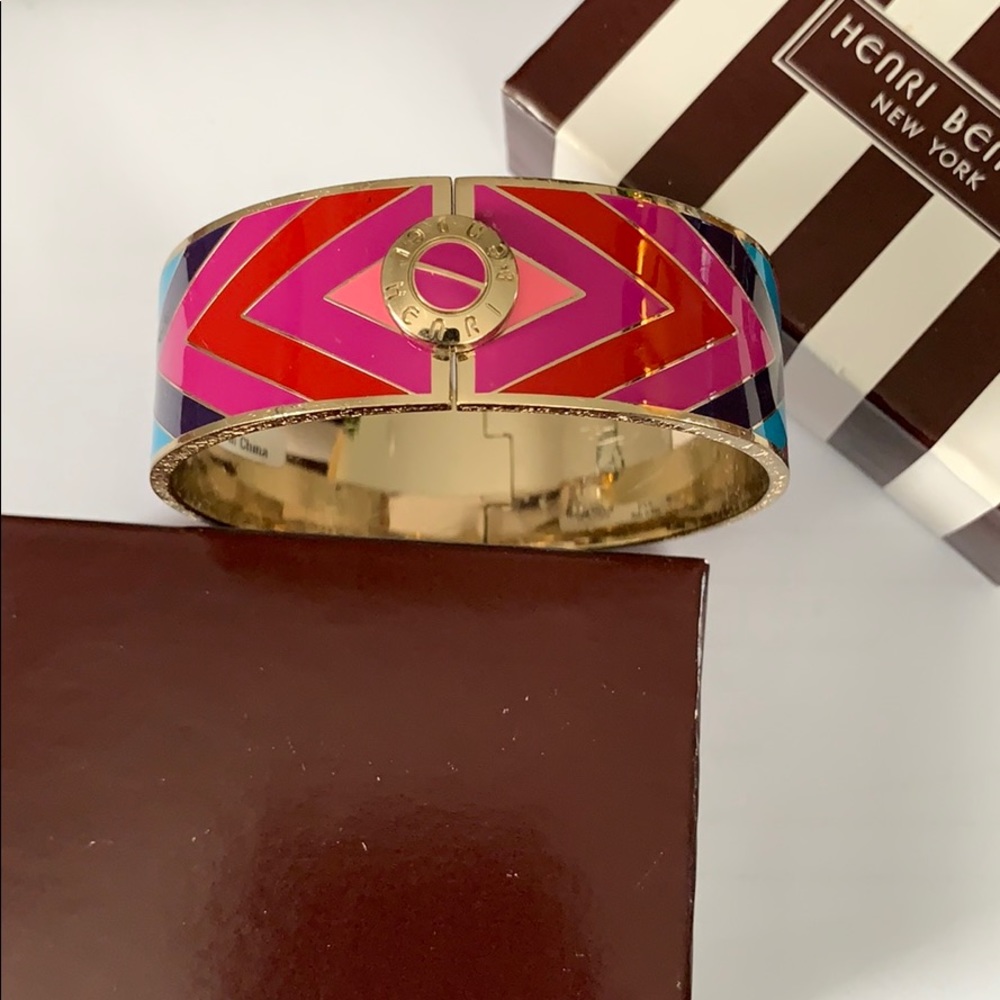 Henri Bendel Colorful Gold Chevron Bangle